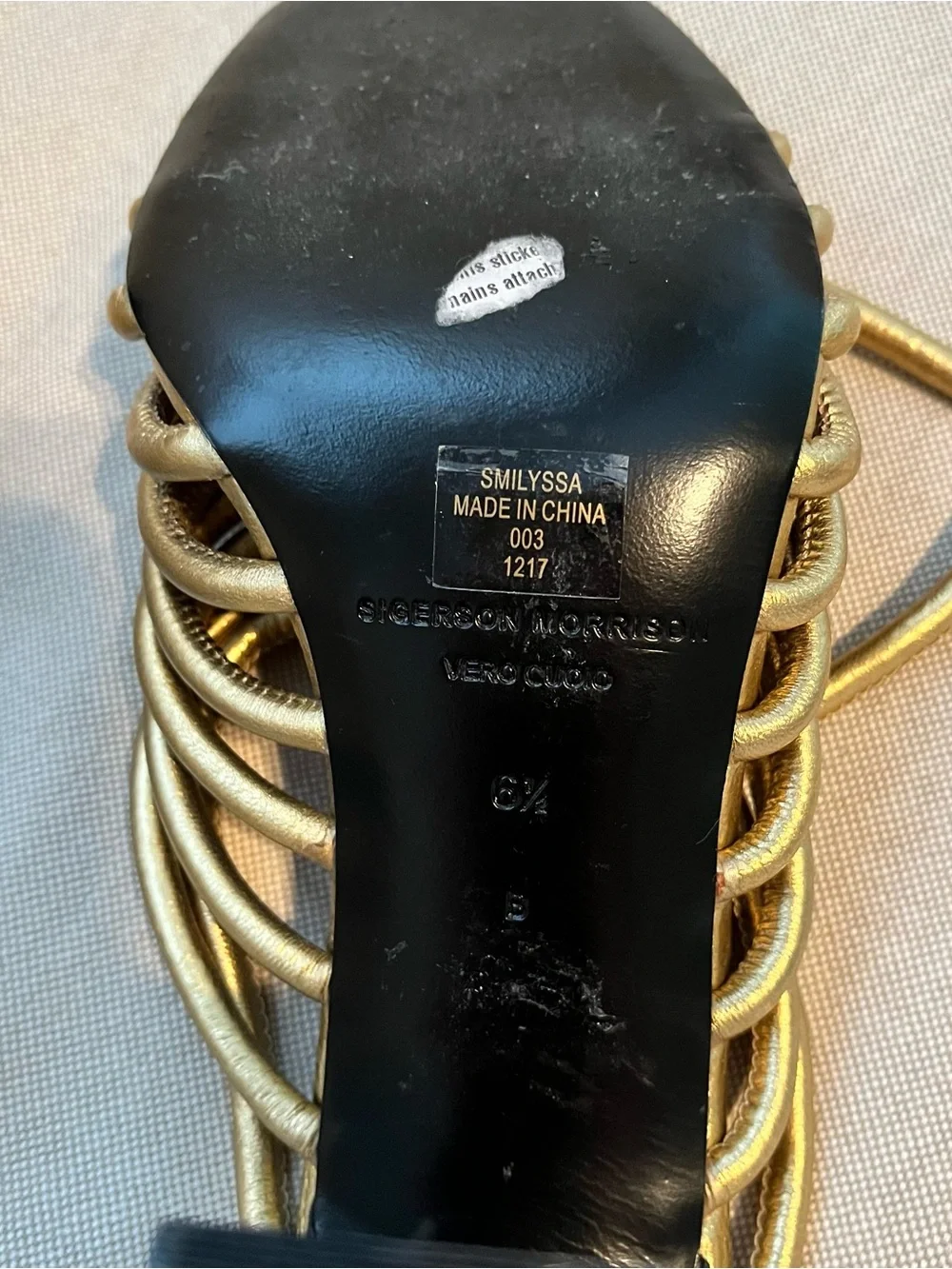 Sigerson Morrison Smilyssa gold leather heels